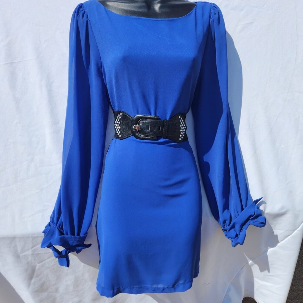 beautiful blue dress with flowy material
